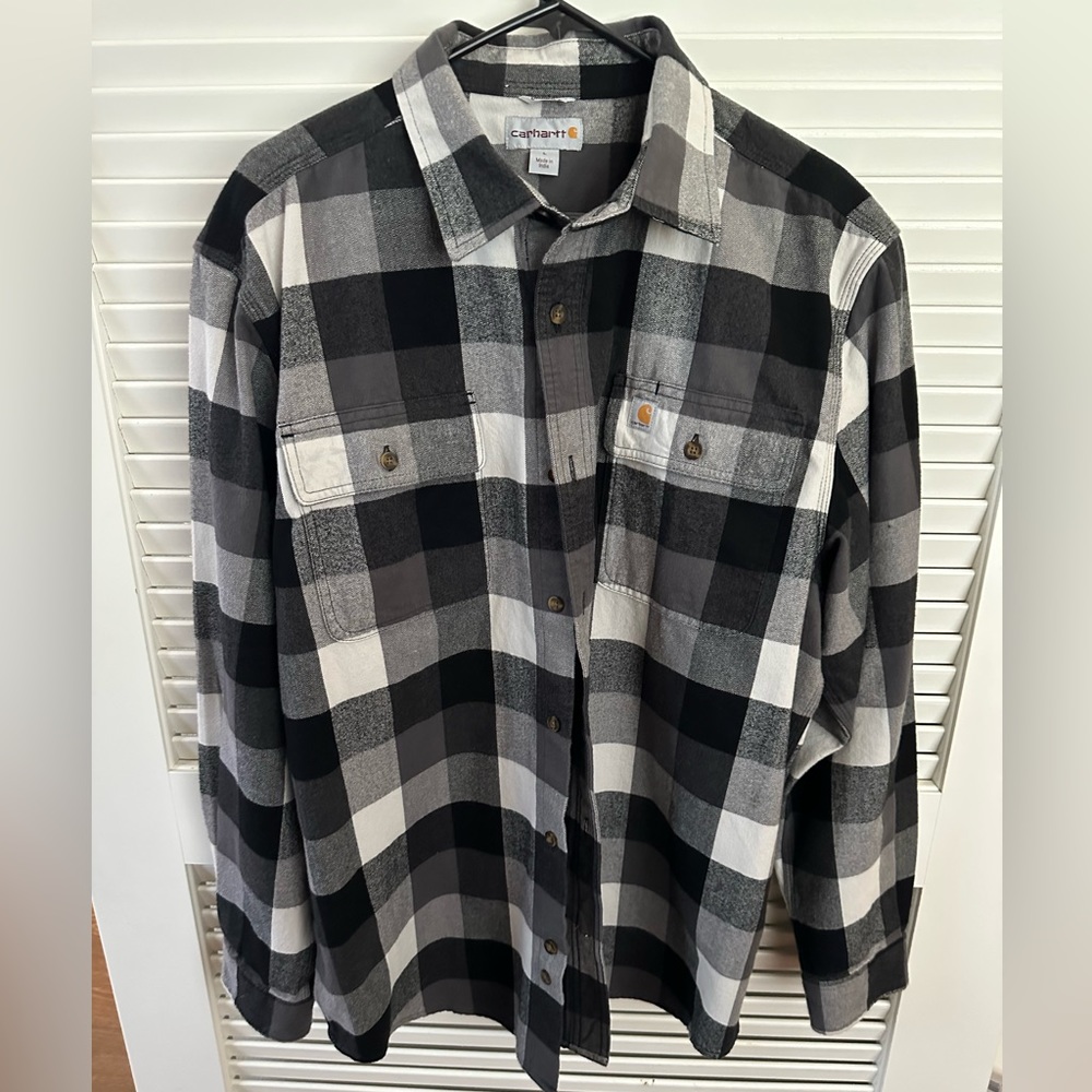 Carhartt flannel black and white plaid. Large original fit